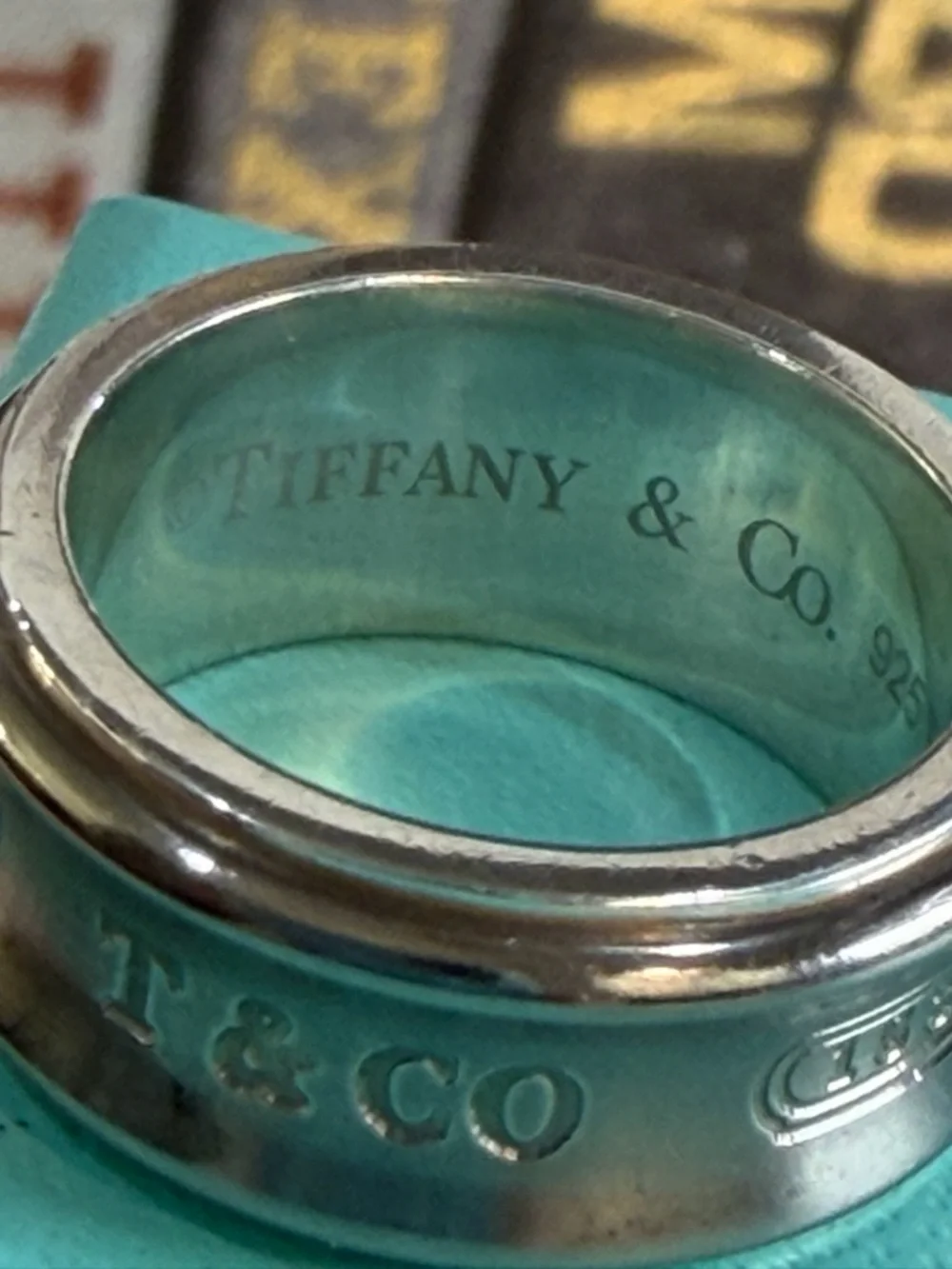 💍Tiffany & Co. 1837 Concave Vintage Sterling Silver 925 & Titanium Ring Sz 4.5 🎀